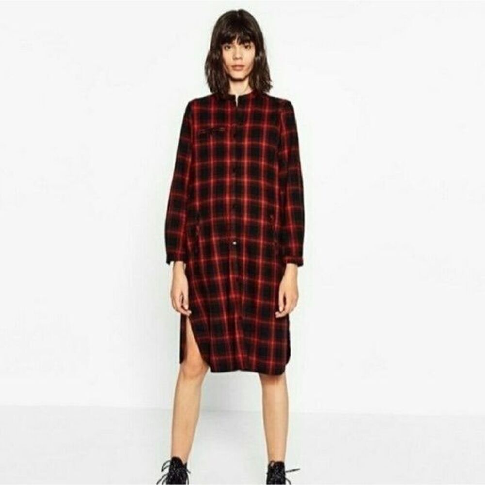 Zara Womens Plaid Flannel Duster Dress Portand Oregon 1990 Size Small